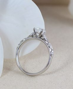 Solid Gold Nature Moonstone Promise Ring, Rainbow Moonstone Ring - Image 8