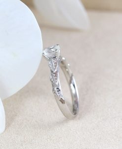 Solid Gold Nature Moonstone Promise Ring, Rainbow Moonstone Ring - Image 9