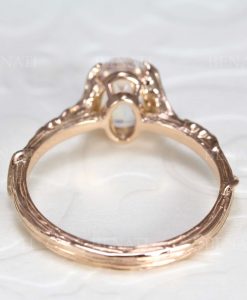 Nature-Inspired Oak 14K/18K Solid Gold & Moonstone ring | Artisan Leaf Promise/Engagement Ring | Fine, Beautiful and Unique Gemstone Ring - Image 10