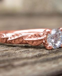 Rose Gold Leaves Engagement Ring, Rose Gold Leaf engagement ring - Image 2