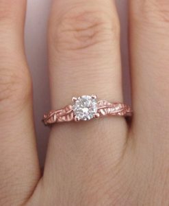 Rose Gold Leaves Engagement Ring, Rose Gold Leaf engagement ring - Image 3