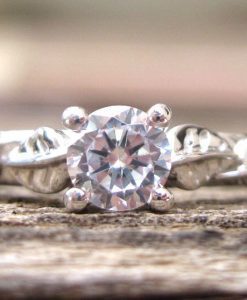 Rose Gold Leaves Engagement Ring, Rose Gold Leaf engagement ring - Image 5