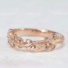 Rose gold leaf wedding ring, Leaf wedding band