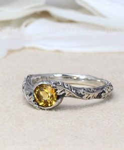 Citrine silver oak leaf ring, oak leaves ring - Image 2