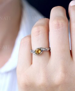 Citrine silver oak leaf ring, oak leaves ring - Image 5