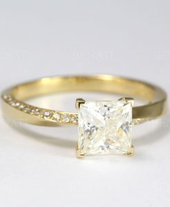 Princess Cut Mobius Engagement Ring, Square Cut Solitaire Engagement Ring - Image 2