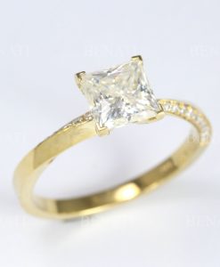 Princess Cut Mobius Engagement Ring, Square Cut Solitaire Engagement Ring - Image 3