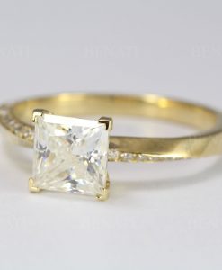 Princess Cut Mobius Engagement Ring, Square Cut Solitaire Engagement Ring - Image 4