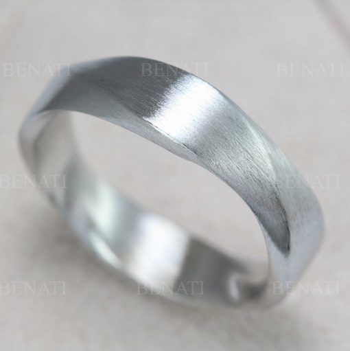 Wide chic silver ring, matte and polished