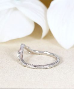 Wedding Vine Diamond Ring, V Shape Wedding Leaf Ring - Image 5