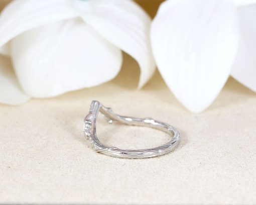 Wedding Vine Diamond Ring, V Shape Wedding Leaf Ring