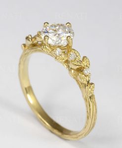 Nature inspired engagement ring, Nature moissanite ring - Image 3