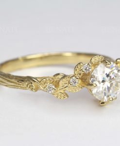 Nature inspired engagement ring, Nature moissanite ring - Image 5