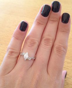 Morganite Leaf Engagement Ring, Rose Gold Morganite Band - Image 6