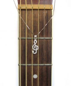 Music note diamond pendant, Treble Clef diamond pendant - Image 5