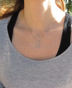 Music note diamond pendant, Treble Clef diamond pendant - Image 7