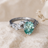 Leaf bridal ring, Oval green moissanite engagement ring, Leaf ring, Twig nature ring Oval green moissanite ring with accents - nature theme by Benati