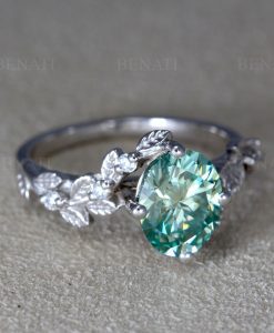 Oval nature inspired engagement ring