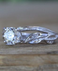 Moissanite Nature Inspired Leaves Twig Engagement Ring - Image 5