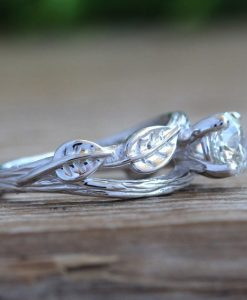 Moissanite Nature Inspired Leaves Twig Engagement Ring - Image 6