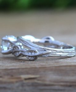 Moissanite Nature Inspired Leaves Twig Engagement Ring - Image 7