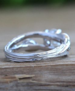 Moissanite Nature Inspired Leaves Twig Engagement Ring - Image 8