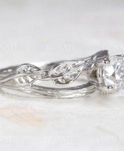 Moissanite Nature Inspired Leaves Twig Engagement Ring - Image 4