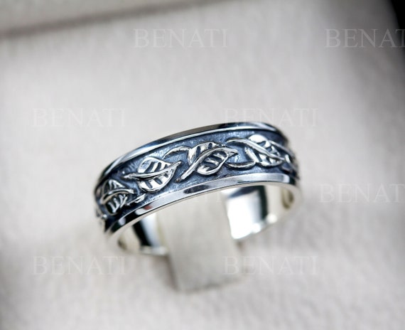 Unique Silver Ring Sterling Silver Wide Band Rustic Ring -  in 2023