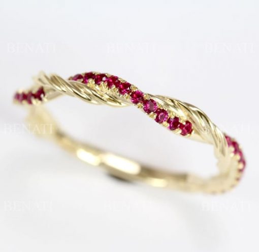 Ruby Wedding Band, Infinity Rope Twisted Knot Ring