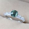 Twig and leaf engagement ring, Moss agate engagement ring, Leaf ring, Moss agate twig ring