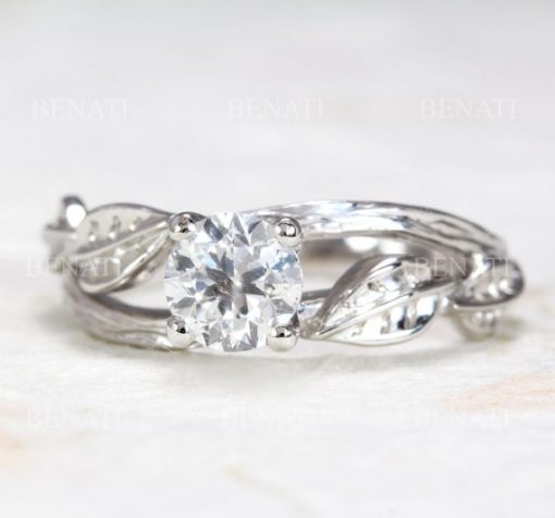 Moissanite Nature Inspired Leaves Twig Engagement Ring