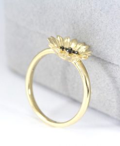 14k Gold Sunflower Ring, Flower Ring, Fine Jewelry, Artistic Ring, Sunflower Jewelry, Fall Jewelry For Women - Image 4