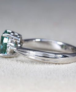 Green moissanite engagement ring with diamonds, 2 Carat antique oval vintage anniversary ring - Image 7