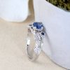 Sapphire Engagement Ring, Twig Leaf Engagement Ring With Sapphire