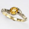 Gold black leaf oak ring, Citrine leaf oak ring, Yellow black band nature inspired ring