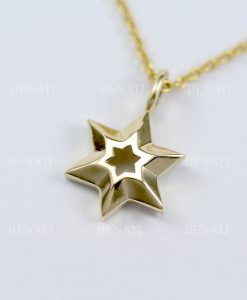 Magen David 14k Gold Pendant, Magen David Necklace, 14k Solid Gold Star Of David Dainty Charm Jewish Jewelry, Bat Mitzvah Gift For Women