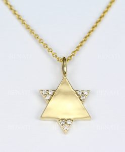 Diamond Magen David Necklace, Magen David Pendant With Diamonds, Star Of David Dainty 14k Solid Gold Jewish Jewelry, Bat Mitzvah Gift - Image 3