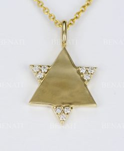 Diamond Magen David Necklace, Magen David Pendant With Diamonds, Star Of David Dainty 14k Solid Gold Jewish Jewelry, Bat Mitzvah Gift - Image 4