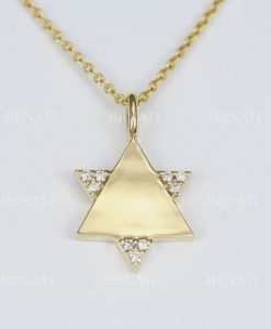 Diamond Magen David Necklace, Magen David Pendant With Diamonds, Star Of David Dainty 14k Solid Gold Jewish Jewelry, Bat Mitzvah Gift - Image 5
