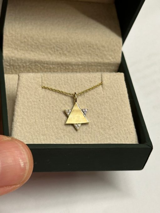 Diamond Magen David Necklace, Magen David Pendant With Diamonds, Star Of David Dainty 14k Solid Gold Jewish Jewelry, Bat Mitzvah Gift