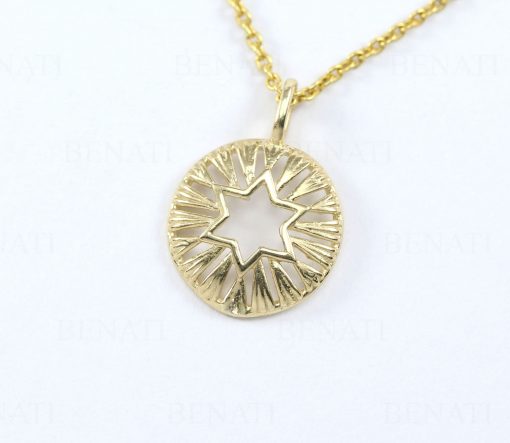 Star Of David Pendant, Magen David Necklace, 14k Solid Gold Star Of David Dainty Charm Jewish Jewelry, Bat Mitzvah Gift For Women