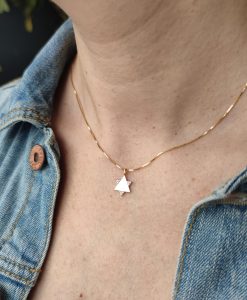 Diamond Magen David Necklace, Magen David Pendant With Diamonds, Star Of David Dainty 14k Solid Gold Jewish Jewelry, Bat Mitzvah Gift - Image 8