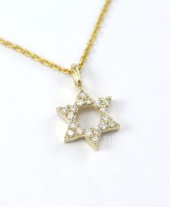 Diamond Star Of David Necklace, Magen David Pendant With Diamonds, Dainty 14k Solid Gold Jewish Jewelry, Bat Mitzvah Gift For Her - Image 3