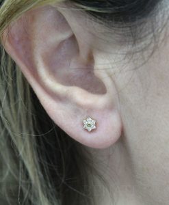 Diamond Stud Earrings, Flower Diamond Earrings, Minimalist Dainty Diamond Earrings, Nature Inspired Earrings - Image 2