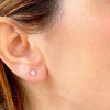 4mm Rainbow Moonstone Stud Earrings, Simple Stud Earrings, Tiny Moonstone Earrings, 14k Gold Earrings, Solitaire Earrings