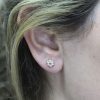 Opal And Diamond Stud Earrings, 14k Solid Gold Diamond Opal Minimalist Earrings