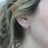 Opal And Diamond Bar Stud Earrings, 14k Solid Gold Diamond Opal Minimalist Earrings