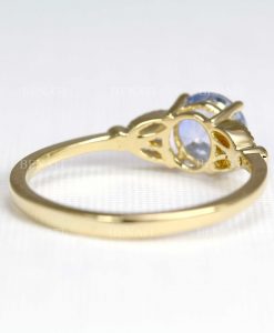Vintage sapphire cluster engagement ring, Solid gold 14k 18k floral sapphire ring, Antique rose gold ring, Nature inspired leaf ring