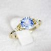 Vintage sapphire cluster engagement ring, Solid gold 14k 18k floral sapphire ring, Antique rose gold ring, Nature inspired leaf ring