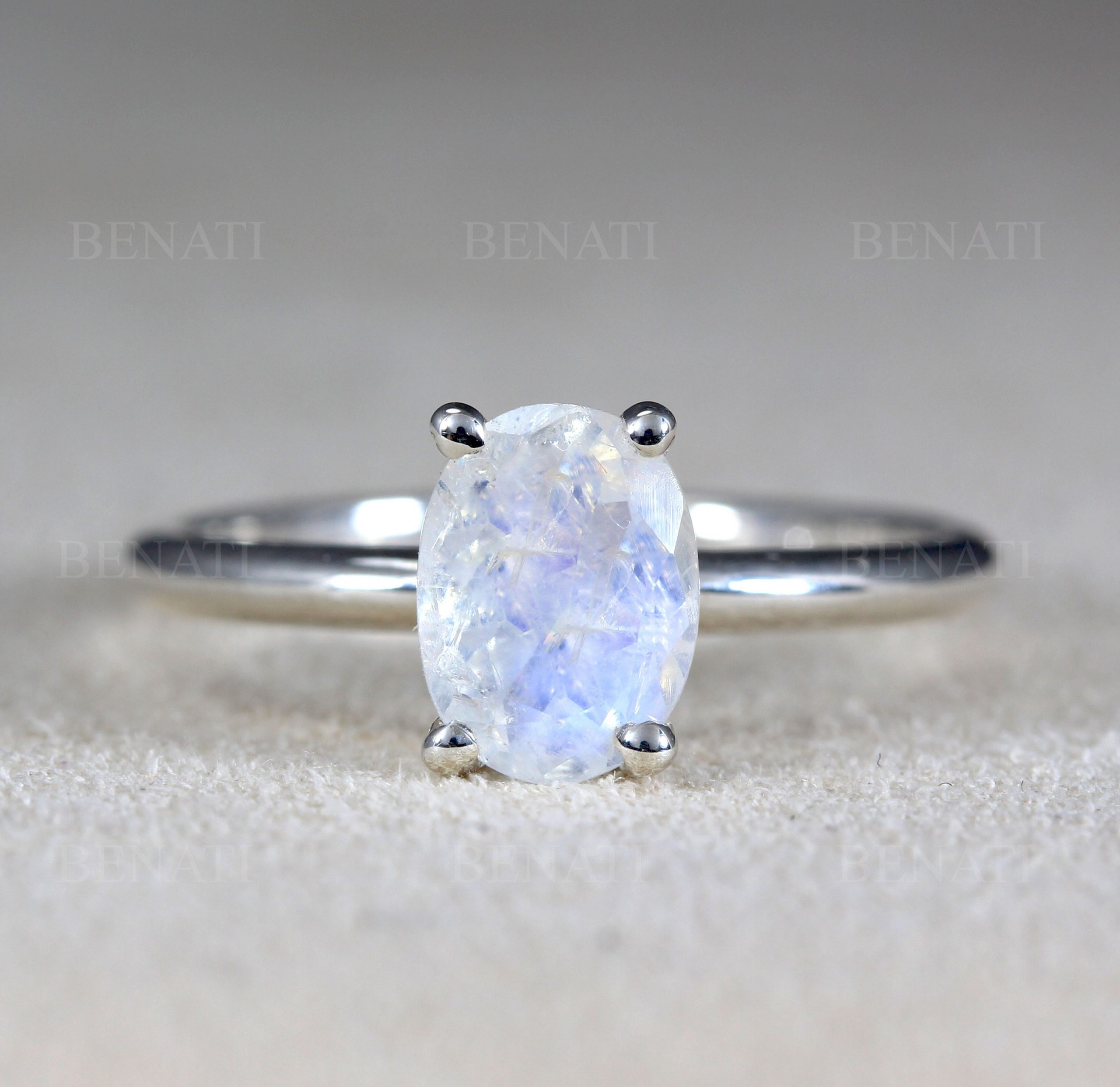 Big pear moonstone bridal ring set, engagement ring set with accent  alexandrites / Patricia | Eden Garden Jewelry™